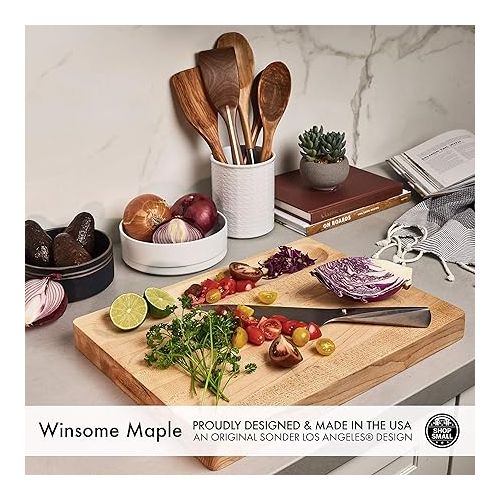  Sonder Los Angeles, Made in USA, Large Thick Maple Wood Cutting Board for Kitchen with Juice Groove, Sorting Compartment, Charcuterie Wooden Board 17x13x1.5 in (Gift Box Included)