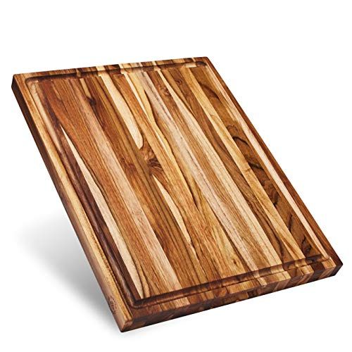  Sonder Los Angeles, Large Teak Wood Cutting Board with Juice Groove, Reversible 18x14x1.25 in (Gift Box Included)