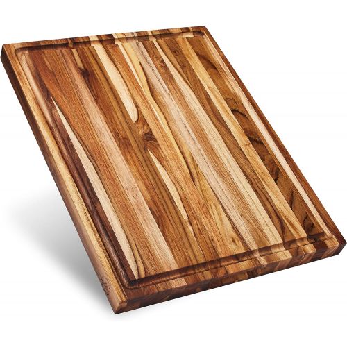  Sonder Los Angeles, Large Teak Wood Cutting Board with Juice Groove, Reversible 18x14x1.25 in (Gift Box Included)