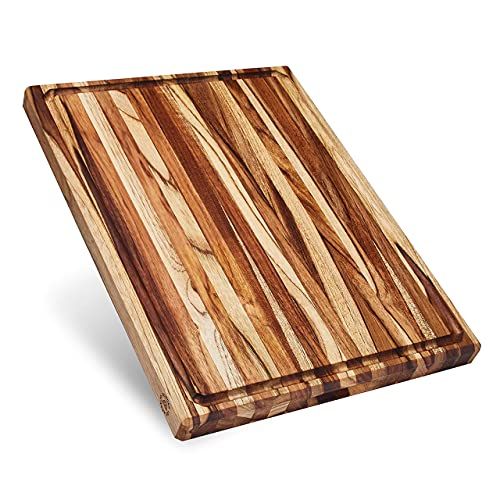  Sonder Los Angeles, XL Thick Teak Wood Cutting Board with Juice Groove, Sorting Compartments 20x15x1.5 in (Gift Box Included)