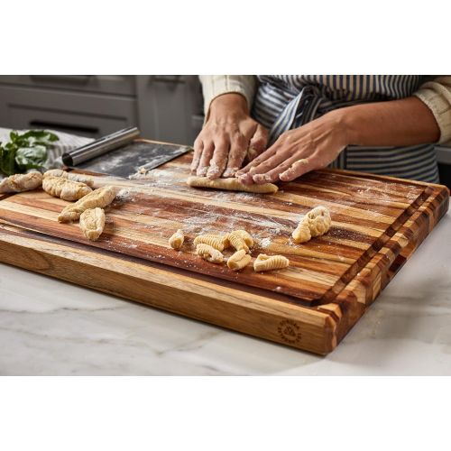  Sonder Los Angeles, XL Thick Teak Wood Cutting Board with Juice Groove, Sorting Compartments 20x15x1.5 in (Gift Box Included)