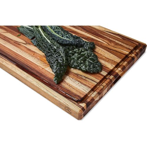  Sonder Los Angeles, XL Thick Teak Wood Cutting Board with Juice Groove, Sorting Compartments 20x15x1.5 in (Gift Box Included)