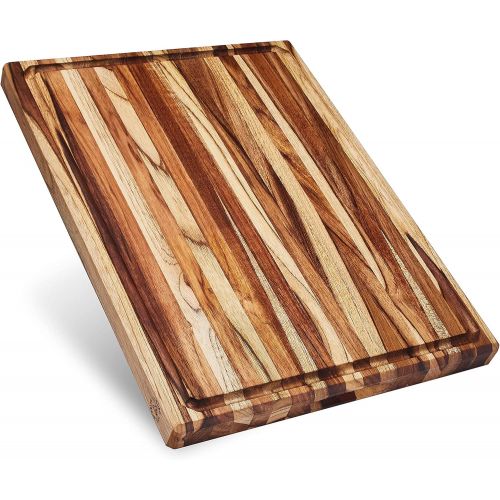  Sonder Los Angeles, XL Thick Teak Wood Cutting Board with Juice Groove, Sorting Compartments 20x15x1.5 in (Gift Box Included)