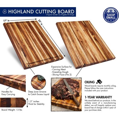  Sonder Los Angeles, XXL Thick Teak Wood Cutting Board with Juice Groove, 23x17x1.5 in Large (Gift Box Included)