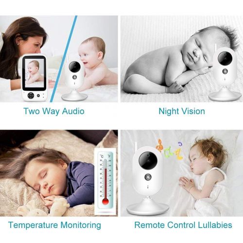  Sonew Baby Camera Monitor 3.5 Digital Video Baby Monitor Security Camera Night Vision Temperature Sensor Intercom Two-Way Conversation Multi-Language Security Without Interference(US Plu