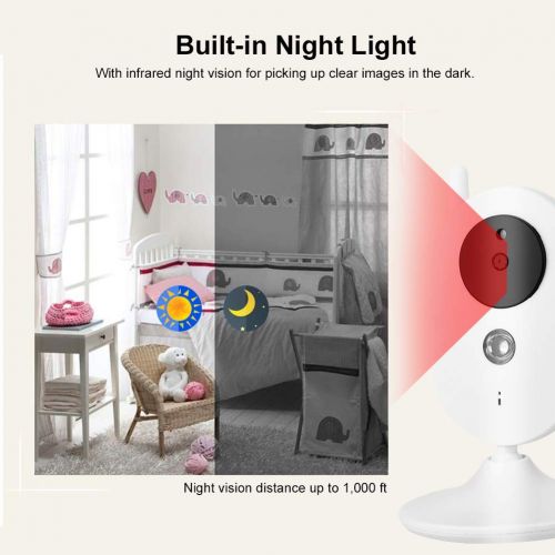  Sonew Baby Camera Monitor 3.5 Digital Video Baby Monitor Security Camera Night Vision Temperature Sensor Intercom Two-Way Conversation Multi-Language Security Without Interference(US Plu