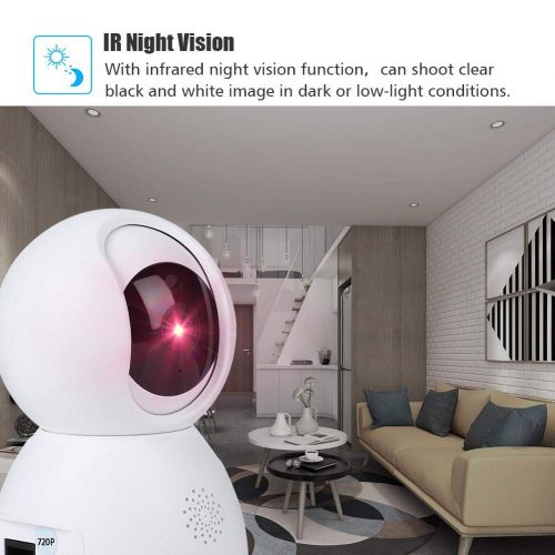  Sonew Baby Monitor with HD 720P Camera, Wireless Audio Monitor with Night Vision & Two-Way Talk Motion Detection for BabyElderPet 3 Modes Video Recording Night IR Mode (White Dome Came