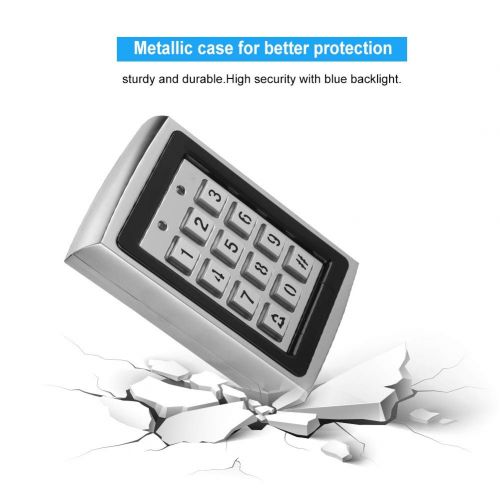  Sonew RFID 125KHz Standalone Access Control with Blue Backlit Keypad Support 1000 Users (Silver)