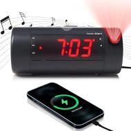 Sonic Blast Digital Alarm Clock - Alarm Clock for Heavy Sleepers - Projection Alarm Clock - Android & iOS Compatible - Bluetooth Speaker, USB Port - AUX Compatible