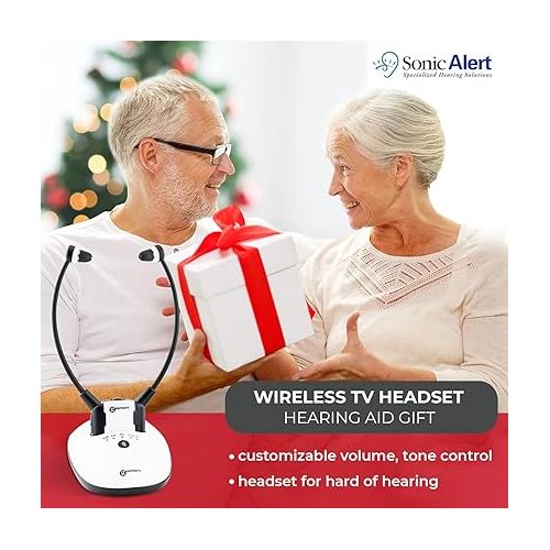  Sonic Alert CL7350 Opti Wireless Stethoscope Amplified RF Stereo TV Listening Headphones System | Amplify Your Hearing for TV, Cell Phone, Computer, Tablet + More | 300’ Outdoor & 80’ Indoor Range