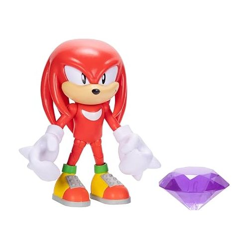  Sonic the Hedgehog 4-inch Knuckles Action Figure with Purple Chaos Emerald Accessory. Ages 3+ (Officially Licensed by Sega)