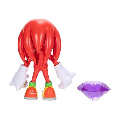  Sonic the Hedgehog 4-inch Knuckles Action Figure with Purple Chaos Emerald Accessory. Ages 3+ (Officially Licensed by Sega)