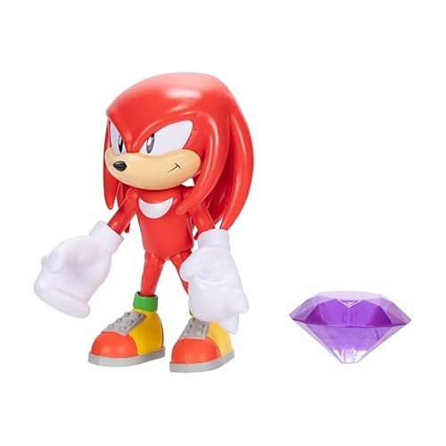  Sonic the Hedgehog 4-inch Knuckles Action Figure with Purple Chaos Emerald Accessory. Ages 3+ (Officially Licensed by Sega)