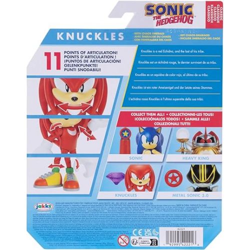  Sonic the Hedgehog 4-inch Knuckles Action Figure with Purple Chaos Emerald Accessory. Ages 3+ (Officially Licensed by Sega)