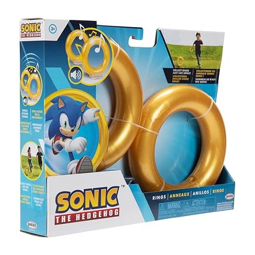  Sonic The Hedgehog Rings 2-Pack Motion Activated Sounds from Sonic Video Game, Role Play Sonic Rings Games for Kids