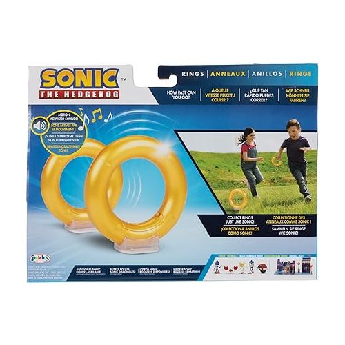  Sonic The Hedgehog Rings 2-Pack Motion Activated Sounds from Sonic Video Game, Role Play Sonic Rings Games for Kids