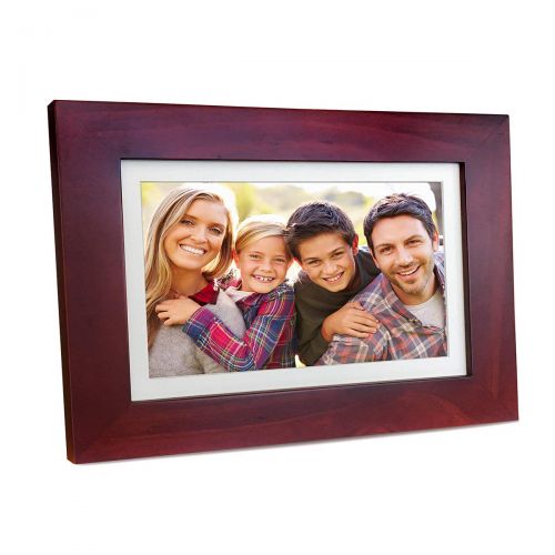  Sonicgrace 8 Widescreen Wi-Fi Cloud Digital Photo Frame with IPS Display, HD Touch Screen, Full Angle View, 10GB Free Cloud Storage, Real Wood Frame, Russet Brown