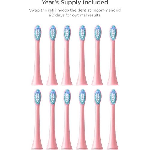  Soniclean Pro 4800 Electric Toothbrush for Adults with 12 Toothbrush Heads, Rechargeable Toothbrush, Automatic Toothbrush, Soft Bristle Toothbrush, Pink