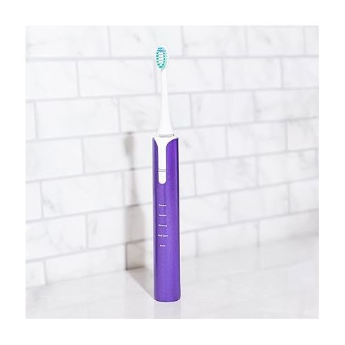  Soniclean Lux Sonic Toothbrush for Adults with 6 Toothbrush Heads, Rechargeable Toothbrush, Automatic Toothbrush, Sonic Toothbrush with Refills, Purple