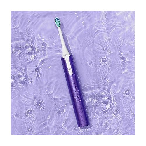  Soniclean Lux Sonic Toothbrush for Adults with 6 Toothbrush Heads, Rechargeable Toothbrush, Automatic Toothbrush, Sonic Toothbrush with Refills, Purple