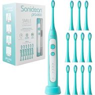 Soniclean Pro 4800 Electric Toothbrush for Adults with 12 Toothbrush Heads, Rechargeable Toothbrush, Automatic Toothbrush, Soft Bristle Toothbrush, Mint