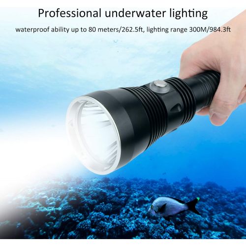  SONK Diving Flashlight, 8000 Lumen Professional Waterproof Underwater Torch Diving Depth 80M/262.5Ft with Hand Rope, Dive Light Led Life 100,000 Hours for Diving, Exploration, Disa