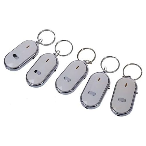  [아마존베스트]-Service-Informationen Sonline Key Sself Key LED Light Whistle Keychain Finder Wireless Key Finder Aufspueren 5Pieces White