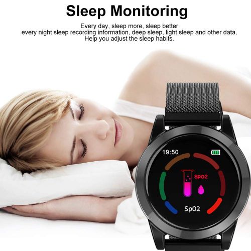  Sonmer Sports Fitness Tracker, 1.3 IPS Color Screen Smart Wristband Watch with Passometer Fitness Tracker Sleep Tracker Message Call Reminder Remote Control Smart Alarm Clock Weather (Bla