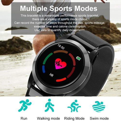  Sonmer Sports Fitness Tracker, 1.3 IPS Color Screen Smart Wristband Watch with Passometer Fitness Tracker Sleep Tracker Message Call Reminder Remote Control Smart Alarm Clock Weather (Bla