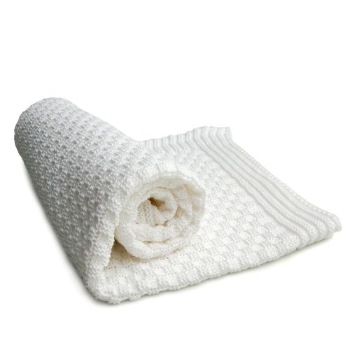  [아마존 핫딜]  [아마존핫딜]Sonnenstrick SODE6 Erstlingsdecke/Babydecke/Kuscheldecke/Strickdecke, 80 x 80 cm, weiss