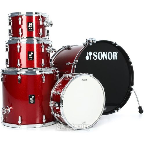  Sonor AQX Stage 5-piece Drum Set with Hardware Pack - Red Moon Sparkle