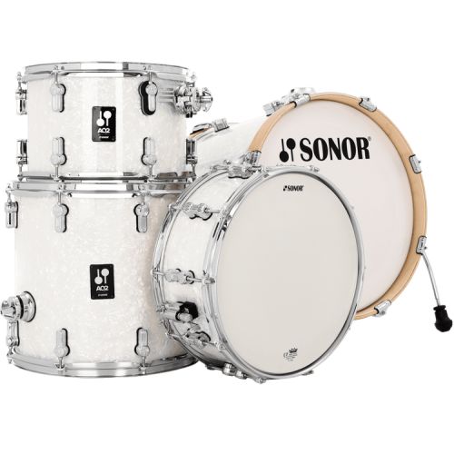  Sonor AQ2 Bop 4-piece Shell Pack with Snare and 5-piece Lightweight Hardware Pack - White Marine Pearl