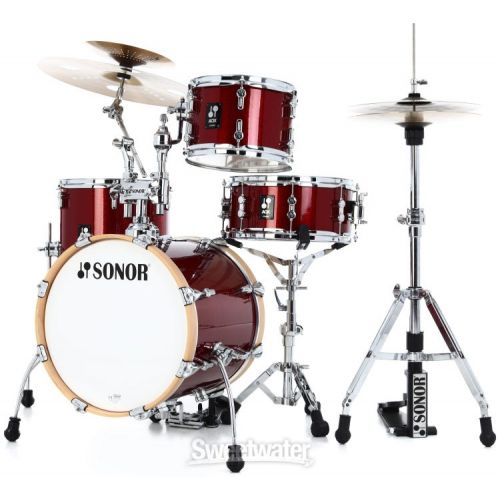  Sonor AQX Jungle 4-piece Shell Pack - Red Moon Sparkle Demo