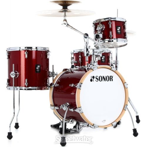  Sonor AQX Jungle 4-piece Shell Pack - Red Moon Sparkle Demo