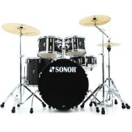 Sonor AQX Stage 5-piece Drum Set with Hardware Pack - Black Midnight Sparkle