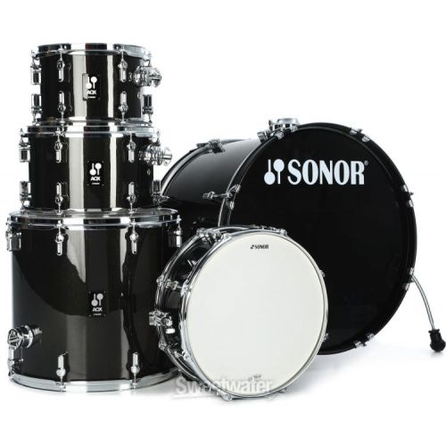  Sonor AQX Stage 5-piece Drum Set with Hardware Pack - Black Midnight Sparkle