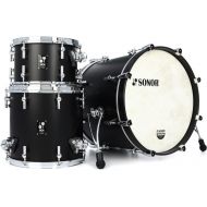 Sonor SQ1 3-piece Shell Pack - GT Black with Matching Bass Drum Hoops