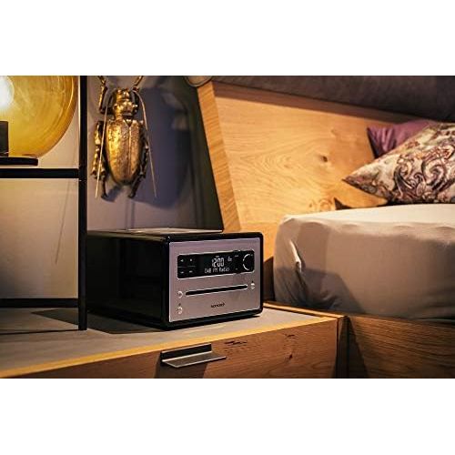  [아마존베스트]sonoro QUBO CD Player with USB, Radio and Bluetooth (FM/FM, DAB Plus, MP3, Alarm Clock, Dimmable Display) Black