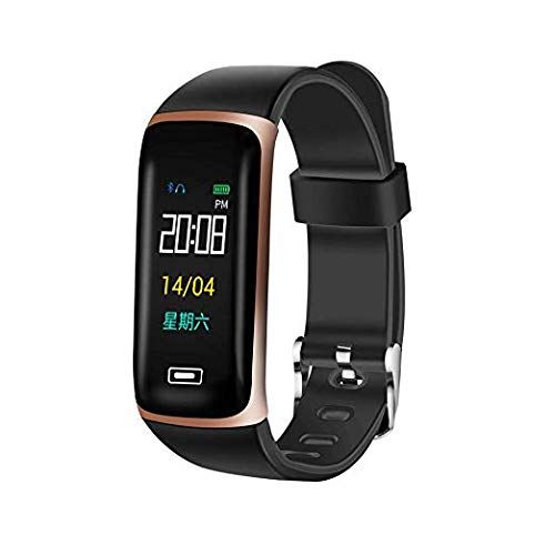  Sontakukou M5Plus Sports Modes Bluetooth Bracelet Smartwatch Full-Color Screen Fitness Tracker Sedentary Reminder Anti-Loss Alert Remote Camera Waterproof for Android iOS System Golden Frame