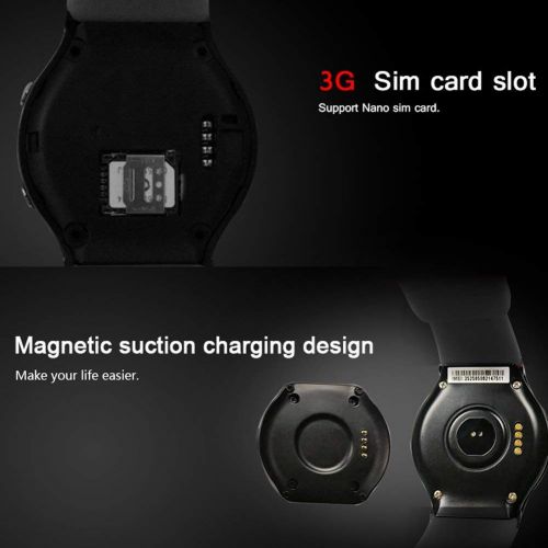  Sontakukou S99 Luxury Bluetooth Smartwatch 1.33Inch 360x360 Screen 450mAh Battery Camera WiFi GPS Video Call Fitness Tracker Pedometer Sedentary Reminder Supports Sim Card for Android Black S