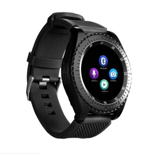  Sontakukou Z3 Bluetooth Smartwatch Built-in Camera Sports Watch Fitness Tracker Pedometer with Anti-Sweat Band Supports Sim Card for Android and iOS Black Band and Black Frame