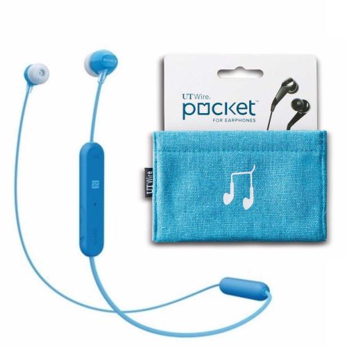 소니 Sony WI-C300 Wireless In-Ear Headphones, Blue (WIC300L) with Earphone Pouch