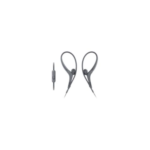 소니 Sony Flexible loop-hanger sports headphones w Mic - Splashproof MDRAS410APB, Black