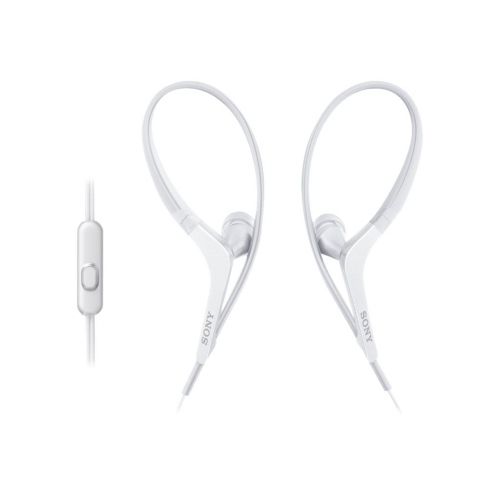 소니 Sony Flexible loop-hanger sports headphones w Mic - Splashproof, MDRAS410AP (White)