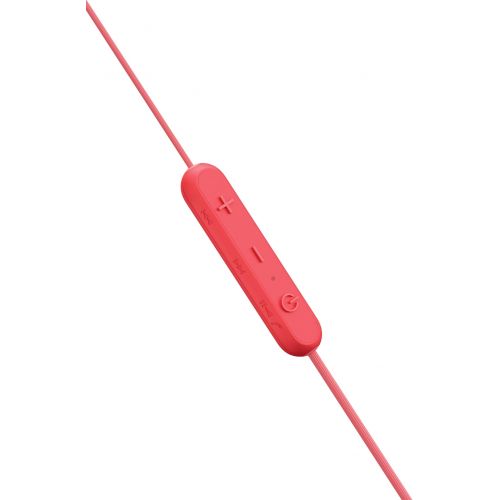 소니 Sony WI-C300 Wireless In-Ear Headphones, Red (WIC300R) with Earphone Case Pouch