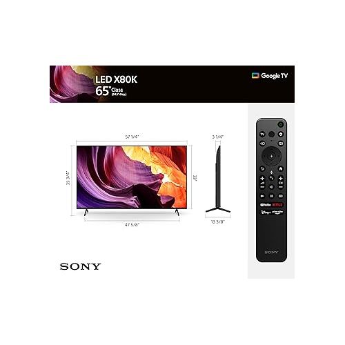 소니 Sony 65 Inch 4K Ultra HD TV X80K Series: LED Smart Google TV with Dolby Vision HDR KD65X80K- Latest Model,Black