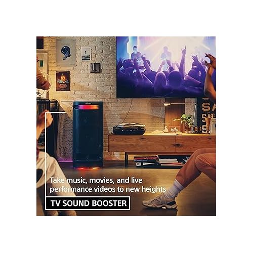 소니 Sony SRS-XV900 X-Series Wireless Portable-Bluetooth-Karaoke Party-Speaker with 25 Hour-Battery, Built-in Handle and Wheels, Omnidirectional-Sound and Lights - NEW