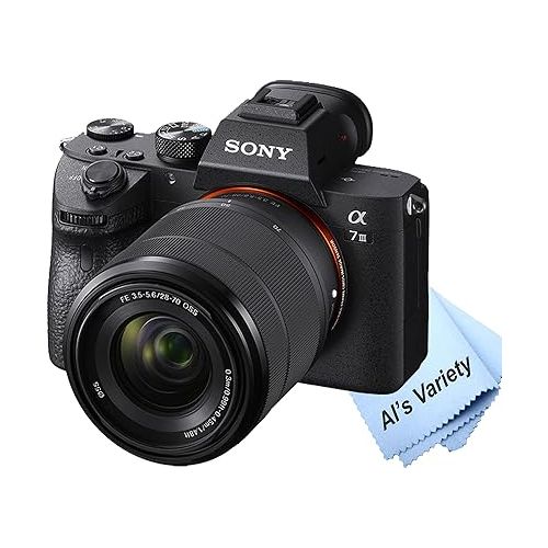 소니 Sony a7 III Mirrorless Camera with 28-70mm Zoom Lens + 2pcs 64GB Memory + Case+ Tripod + Steady Grip Pod + Filters + Macro + 2X Lens + 2X Batteries + Accessory Bundle (Renewed)