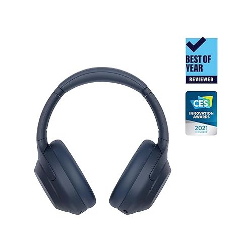 소니 Sony WH-1000XM4 Wireless Premium Noise Canceling Overhead Headphones with Mic for Phone-Call and Alexa Voice Control, Midnight Blue WH1000XM4