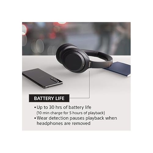 소니 Sony WH-1000XM4 Wireless Premium Noise Canceling Overhead Headphones with Mic for Phone-Call and Alexa Voice Control, Midnight Blue WH1000XM4